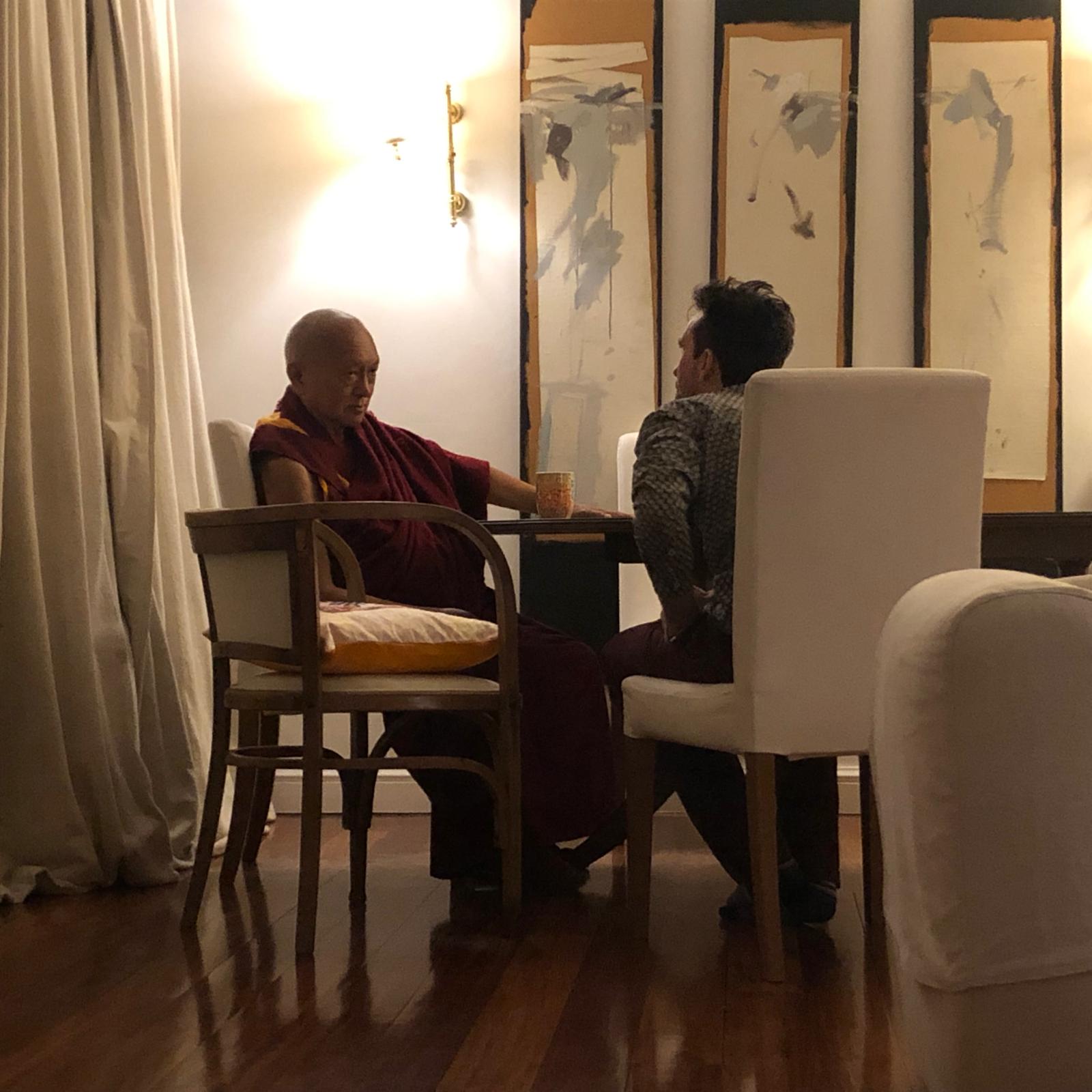 Osel and Lama Zopa in discussion - White Umbrella Deity